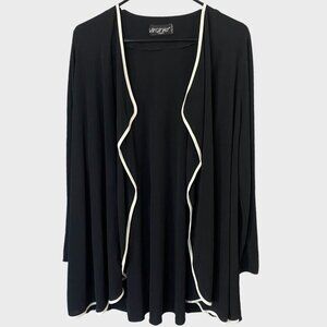 Vintage Virginie Paris Drape Open-Front Cardigan Sweater Women's Medium In Black